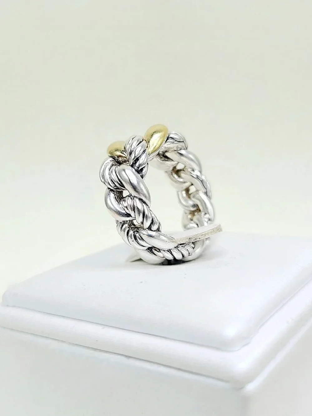 David Yurman Belmont Curb Ring w/ 18K Yellow Gold - 12mm - Size 7 - RARE